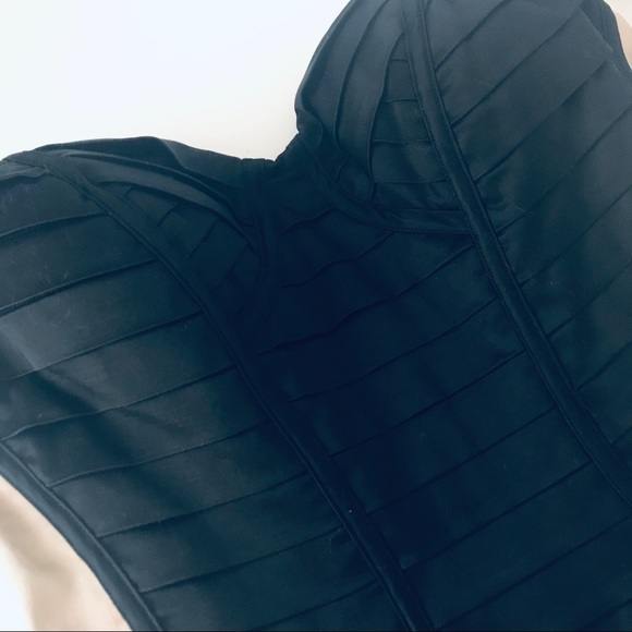 BEBE BUSTIER CORSET TOP SATIN STRAPLESS BLACK (XS) - Picture 5 of 8